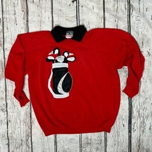 Vintage Swan Golf Clubs Golfing 1980s Red Pullover Jumper Sweatshirt Golfer